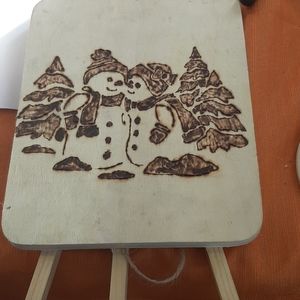 Snow people pyrography photo